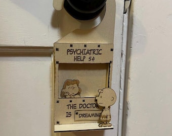 Peanuts Inspired The Doctor Is In – Door Hanger Booth Decoration – 2 Styles – Interchangeable Signs