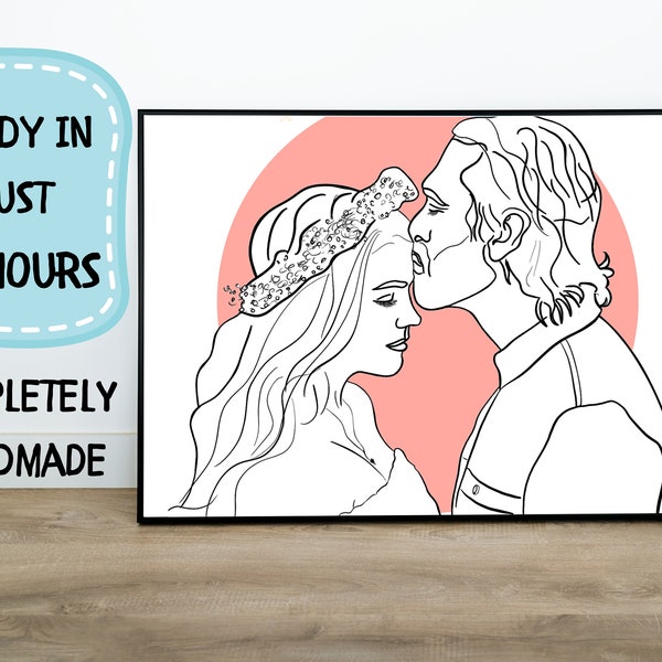 Custom Drawing For Soulmates, Line Art Gift For Him, Personalized Drawing From Photo , Single Line Art, Custom Line Art