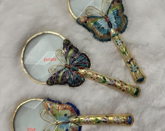 1PC Vintage Cloisonne  Handheld Magnifying Glass 1.5x