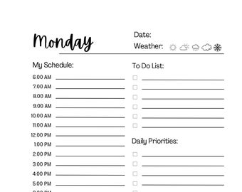 Daily Planner, Digital planner, Printable planner