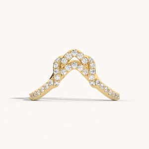 Vanki Ring in Rose/Yellow/White Gold | Real Diamond/lab grown diamond  V Shape Ring for Women| Ethnic Unique Jewelry| Wedding ring|LFLR-0017