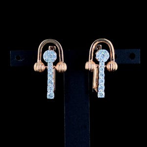 14K Rose Gold Lab Grown Diamond Earrings | CVD Diamond Dangle Earrings | Modern Handmade Studs | Sustainable Jewelry Gift for Her