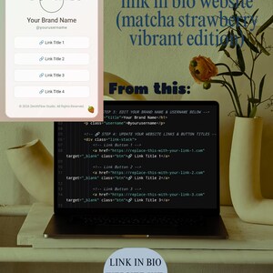 Matcha Strawberry Link in Bio Website Kit, HTML CSS Coding Template (Digital Download)