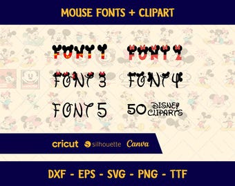 Fuente del alfabeto Disney Mickey Minnie Mouse y sus amigos SVG TTF: Archivos de corte vectorial ABC para Cricut Canva Silhouette Archivos vectoriales