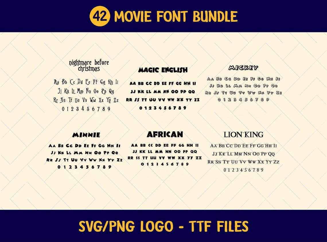 Pixar Script Font Cartoon Movie Font Bundle: SVG, PNG, TTF Cricut Cutting Canva (digital ...