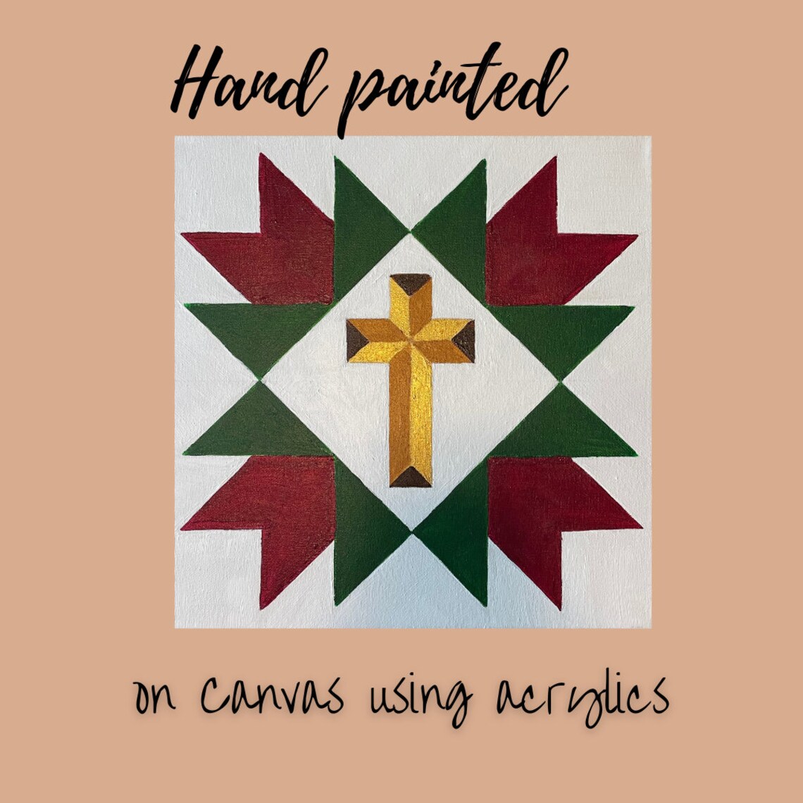 Christian Barn Quilt, Canvas Barn Quilt, Cross Barn Quilt, Hand Painted Barn Quilt, Indoor Quilt