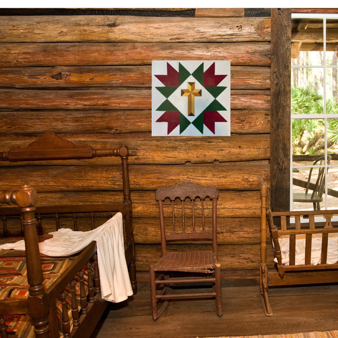 Christian Barn Quilt, Canvas Barn Quilt, Cross Barn Quilt, Hand Painted Barn Quilt, Indoor Quilt