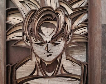 Dragon Ball Z Pyrography Manga Panel on Wood With Goku Nappa 