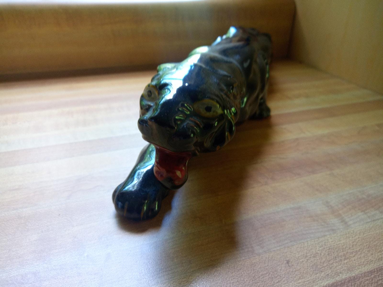 ブラックパンサー 陶器　置物　ミッドセンチュリー　ヴィンテージ 幻級 50's ビンテージ ブラックパンサー 置物 陶器 ミッドセンチュリー