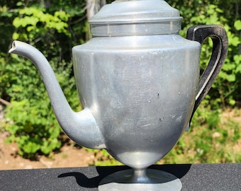 Vintage Coleman Enameled Steel Percolator, Speckled White With
