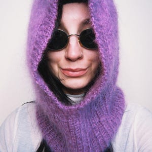 Hand knitted mohair balaclava