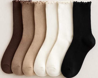5 pares de Meias Longas Femininas | Meias até a panturrilha | meias acima do tornozelo