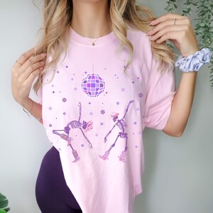 Disco Cosmic Cowgirl Comfort Colors Shirt, Skeleton Disco Halloween t-shirt, Dancing Skeleton Cowgirl, Skeleton Shirt, Space Cowgirl
