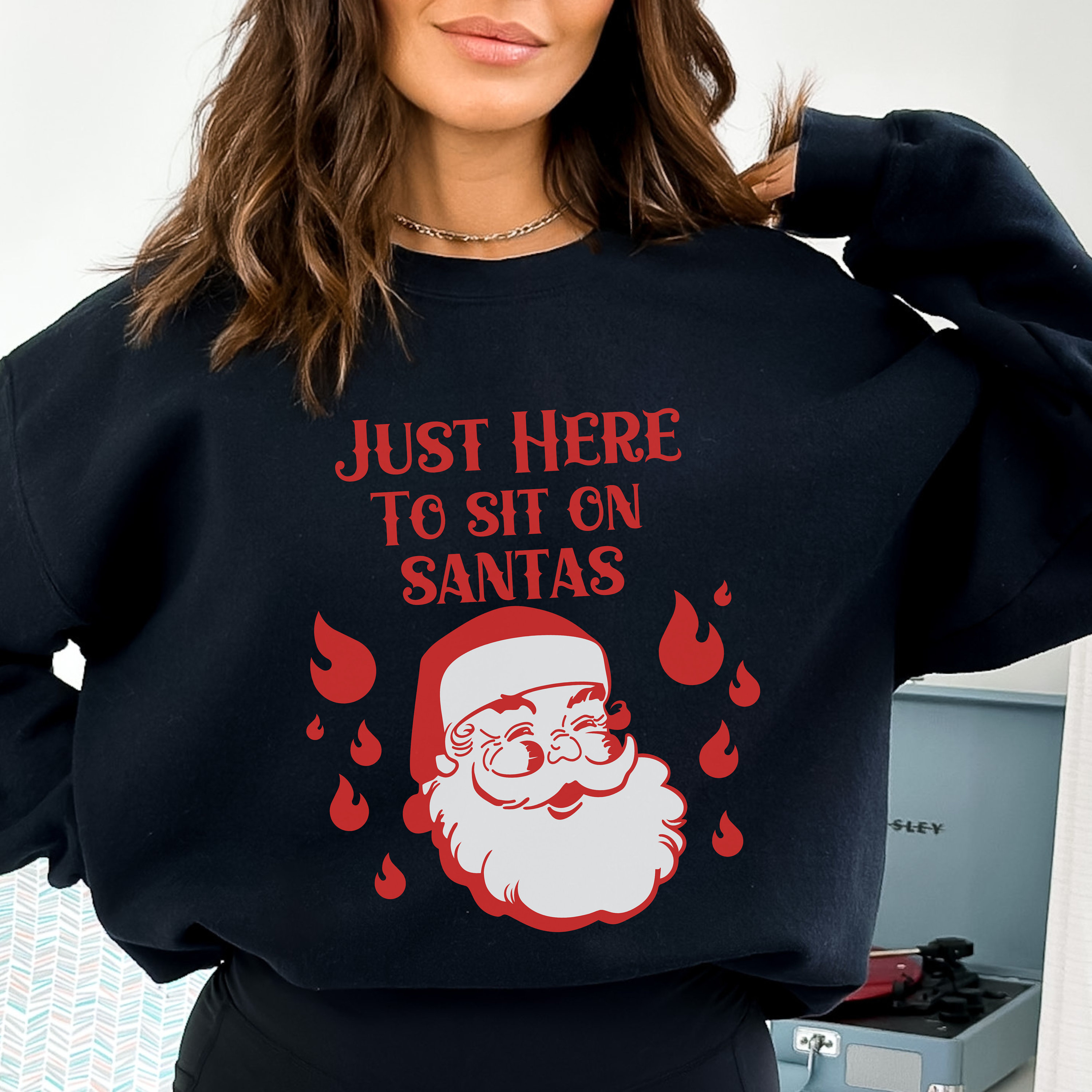 SKSloeg Womens Ugly Christmas Sweatshirt Long Sleeve Crew Neck Sweatshirts 3d Tree Santa Claus Snowflake Print Casual Pullover Shirt Oversized Tee To