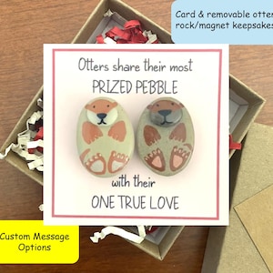 Personalized otter pebble keepsakes w/ card for boyfriend birthday gift, any occasion card for wife husband, unique dating birthday gifts