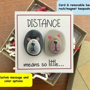 Carte et souvenirs personnalisés en galets d'ours, cadeau pour relation longue distance, tu me manques, cadeau de départ, souvenir de déploiement pour photos
