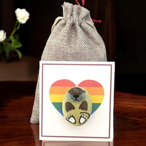 Cartão magnético de lontra do orgulho LGBTQ feito à mão, mensagem personalizada, lembrança de coração de arco-íris, presente personalizado, arte rupestre de animal fofo