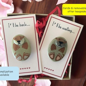 Souvenirs et carte personnalisés de galets de loutre, cadeau de relation de longue distance, cadeau tu me manques, cadeau de départ, déploiement, j'attendrai