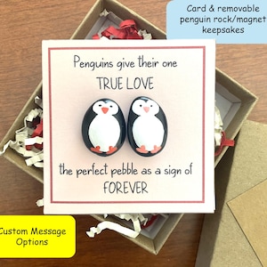 Personalisierte Pinguin Kiesel Andenken w / Karte für Freund Geburtstagsgeschenk, jede Gelegenheit Karte für Frau Mann, einzigartige Dating Geburtstagsgeschenke