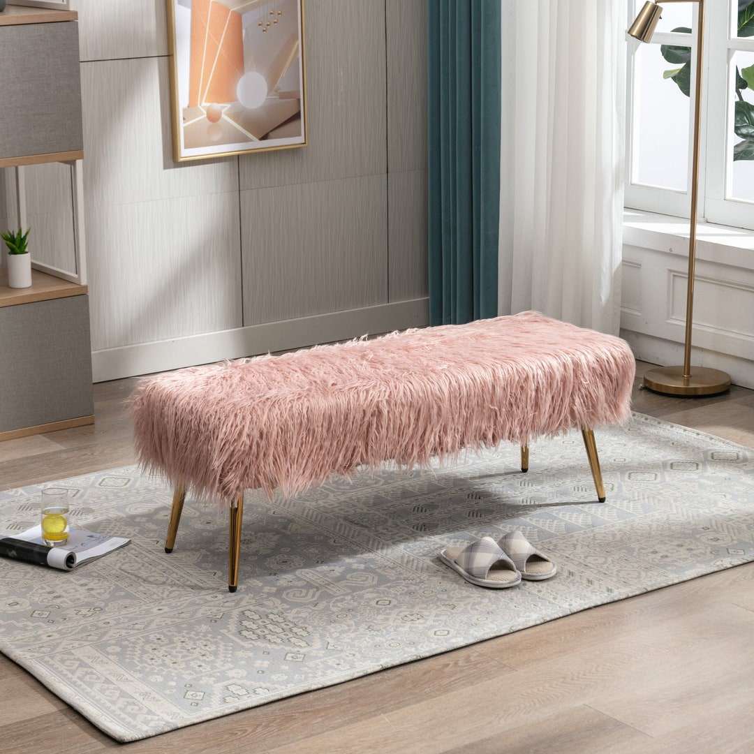 Martini Faux Fur Ottoman Bench 47.24l X 15.35w X Etsy