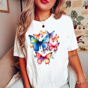 Watercolor Butterfly Top, Womens Butterfly Tee, Wildlife Tee, Cute Butterfly Shirt, Nature Gift for Her, Butterfly Lover, Insect Shirt Gift