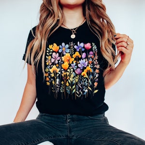 Watercolor Wildflower Shirt, Wildflower Shirt, Floral shirt, Flower Top Gift, Summer Tees, Flower gift, Ladies shirts, Gifts for women