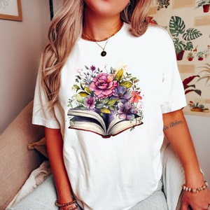 Book Lover Shirt, Flower Books Shirt, Gift for Book Lover, Reading Shirt, Book With Flowers, Floral Books, Gift for Bookworms, Teacher Gift