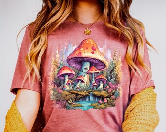 Mushroom Forest Shirt, Mushroom tshirt, Botanical Shirt, Cottagecore clothing, Nature Lover Mushroom Tee, Fungus Shirt, Mushroom Graphic Tee