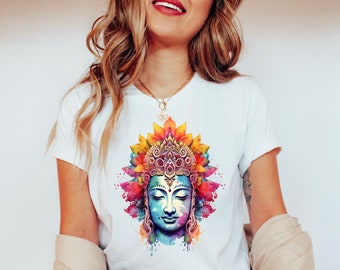 Watercolor Buddha Shirt, Zen TShirt, Meditation Shirt, Buddha Lover Shirt, Relaxation Shirt, Yoga Lover Tee, Yoga Shirt Women, Spiritual Tee