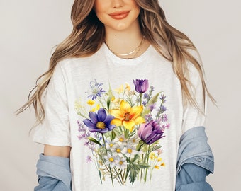Wildflower Tshirt, Wild Flowers Shirt, Floral Tshirt, Flower Shirt, Gift for Women, Ladies Shirts, Best Friend Gift, Cottagecore Tshirt
