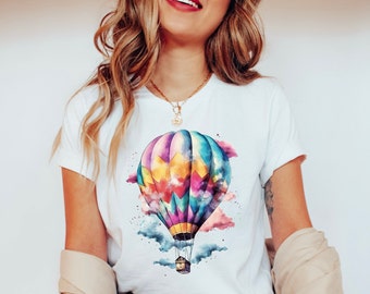 Watercolor Hot Air Balloon Shirt, Balloon Lover Shirt, Balloon Shirt, Explorer Tee, Flying Balloon Shirt, Adventure Seeker Top, Traveler Tee