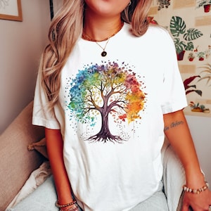 Watercolor Tree Of Life Shirt, Tree Shirt, Gnarled Tree T-shirt, Nature Lover Shirt, Forest Shirt, Plant Lover Shirt, Tree Root Shirts