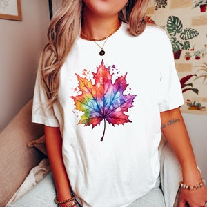 Aquarell Ahornblatt Shirt, botanisches T-Shirt, Naturliebhaber Shirt, Naturforscher Top, Herbst Shirt, Kanada Tag Shirt, kanadisches T-Shirt, Kanada Tag Geschenk
