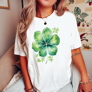 Four Leaf Clover Shirt, Shamrock Shirt, St Patricks Day Gift Shirt for Her, St. Patty&#39;s Shirt, Clover Shirt, Irish Shirt, Lucky Flower Shirt