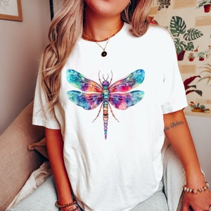 Watercolor Dragonfly Shirt, Boho Style Dragonfly Shirt, Cute Dragonfly Shirt, Dragonfly Lover, Gift Idea For Her, Insect Shirt, Nature Shirt