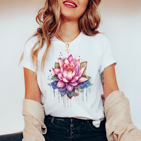 Watercolor Lotus Flower Shirt, Namaste Shirt, Yoga Shirt, Cute Spring Shirt, Hippie Shirt, Meditation T-Shirt, Yoga Lover Tee, Mandala Tee