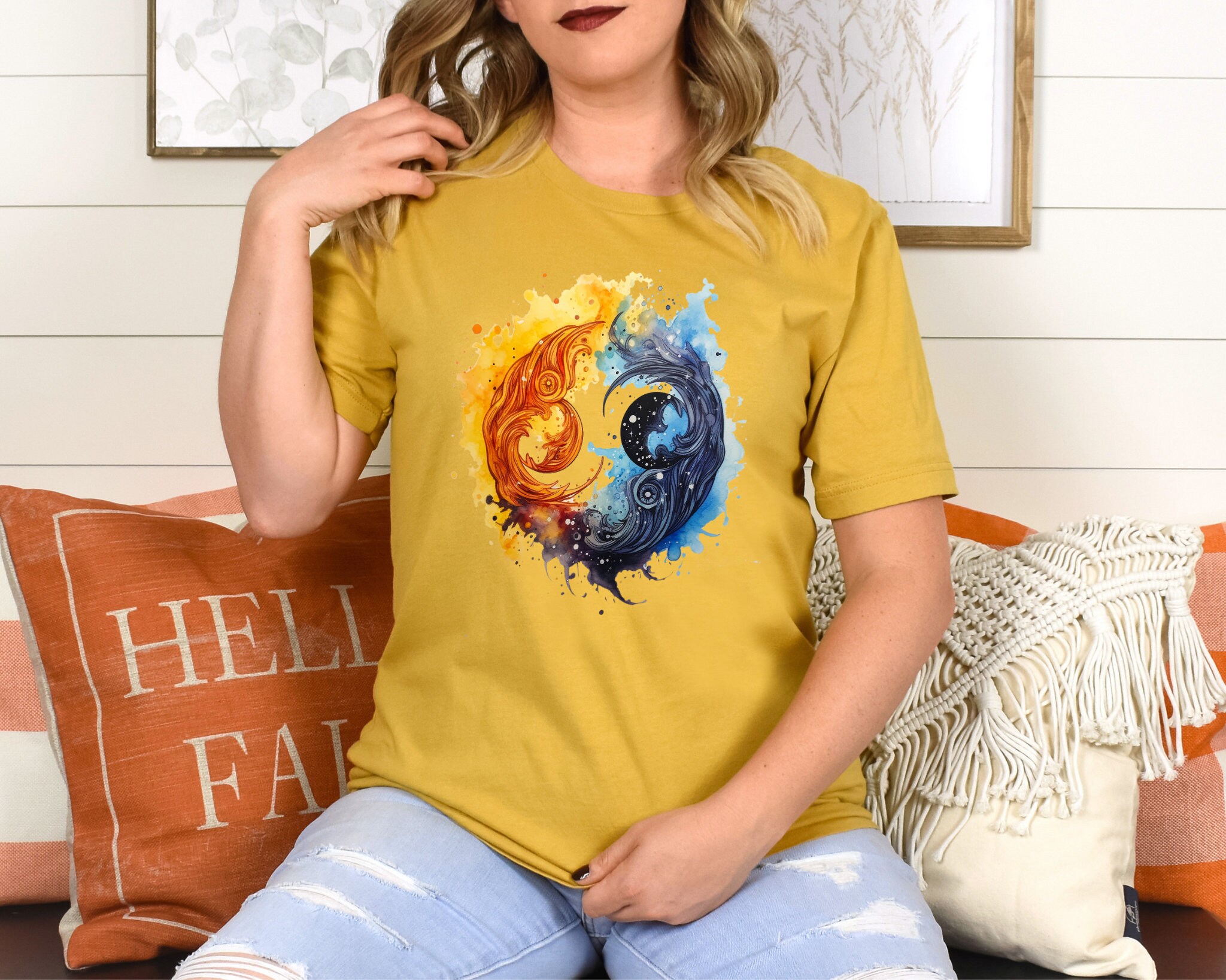 Yin Yang Shirt Sun and Moon Shirt Celestial Shirt Zen Etsy Canada