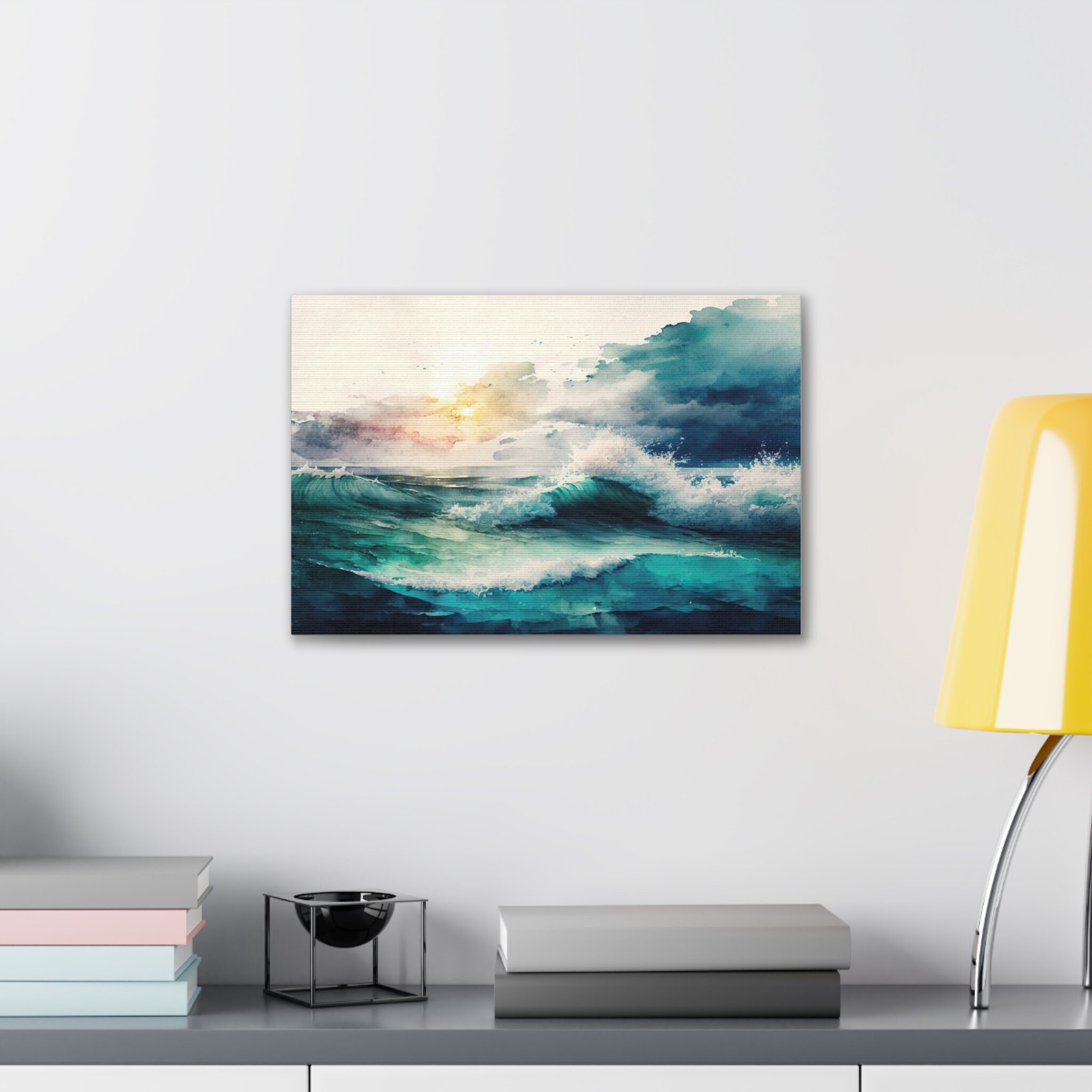 Watercolor Print Wave Art Ocean Wall Art Ocean Canvas Wall Etsy Canada