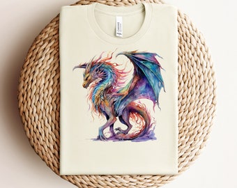 Watercolor Colorful Dragon Shirt, Dragon Lover Gift, Mythical Fantasy Shirts, Dragon Gift For Her, Dragon Gift For Him, Magical Dragon shirt