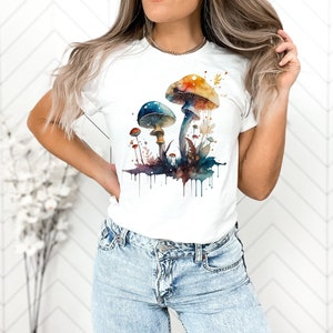 Watercolor Mushroom shirt, Botanical shirt, Vibrant Fungi, Nature lover, boho style, Natural Shirt, Mushroom shirt