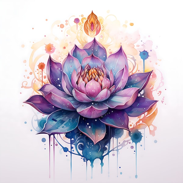 Watercolor Lotus Art Fast Download Art Thinking of You Gift PC Background Spiritual Art MacBook Wallpaper Zen Wall Art Tablet Wallpaper NFT