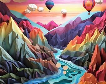 Free Image instant download art to sample or buy for cost of listing Gift paper 3D mountain scene