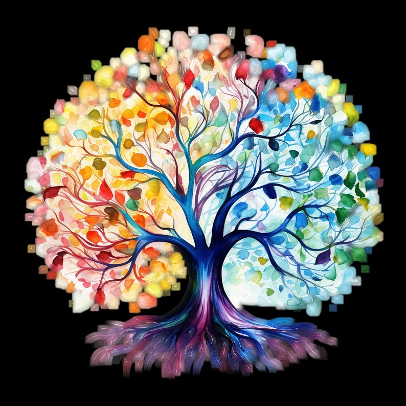 Clipart Baum des Lebens Einzigartige Cliparts Bunt Baum Design Aquarell