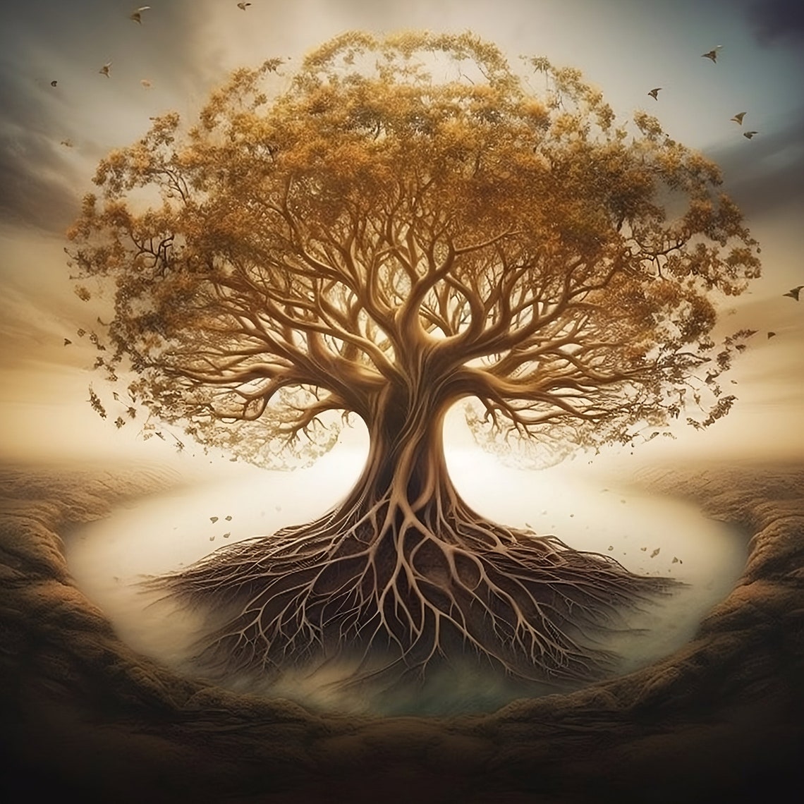Tree of Life Instant Download Art Vintage Mystic Roots Moss Tree Print ...
