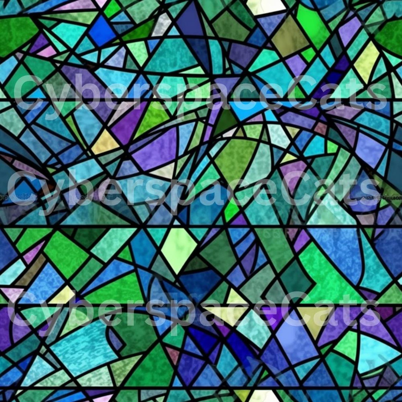 Digital Download, Repeatable Pattern, Stained Glass Triangles, Blue ...
