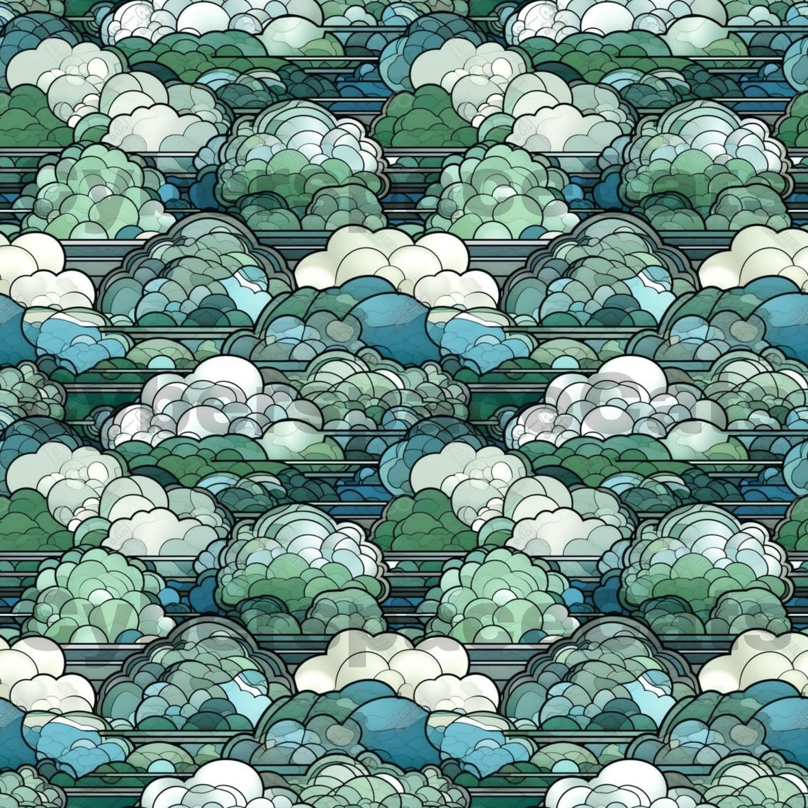 Digital Download, Repeatable Pattern, Stained Glass, Clouds- 001 - Etsy