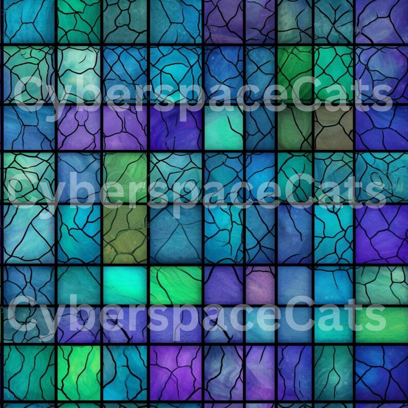 Digital Download- Repeatable Pattern, Stained Glass, Squares 001, Blue ...