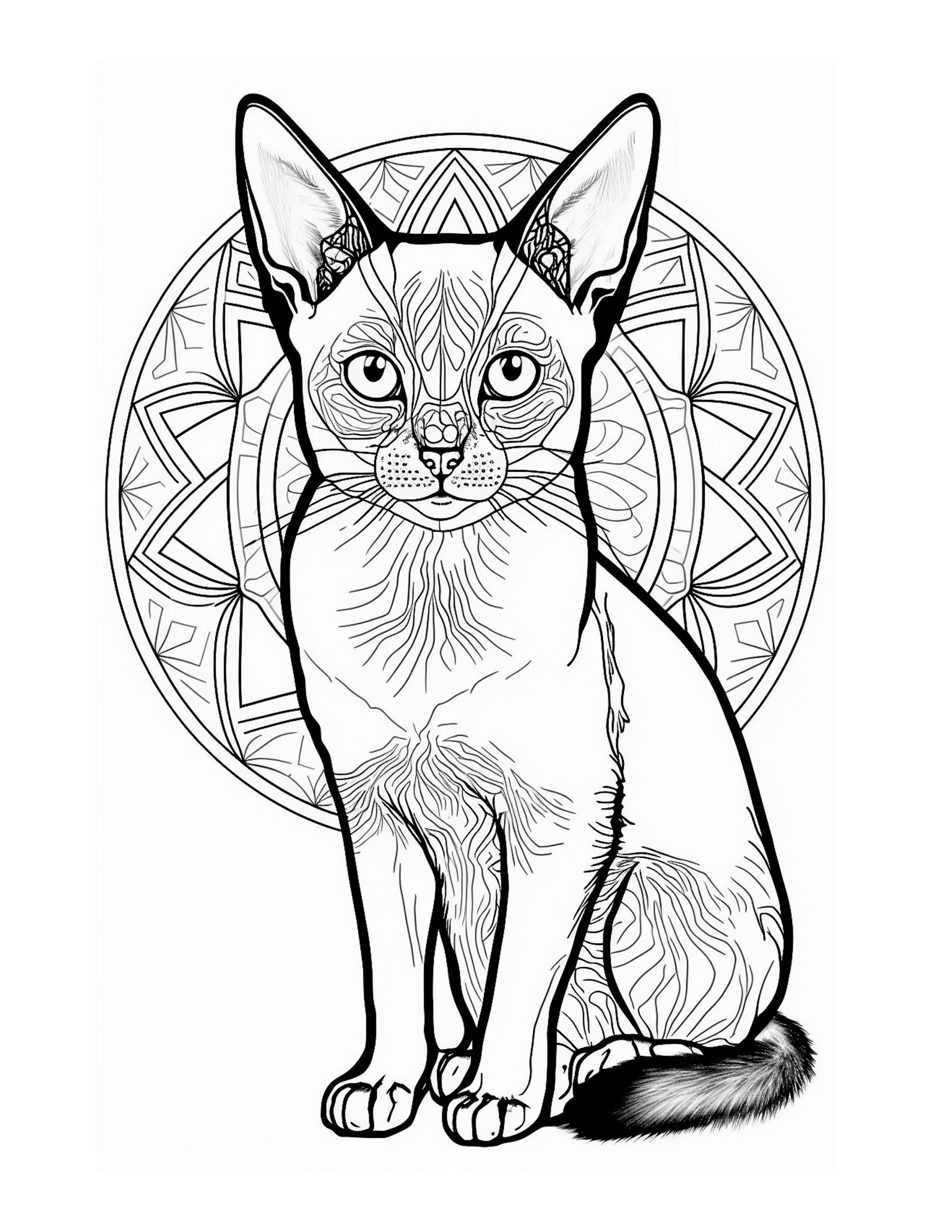 25 Cat Mandala Coloring Pages _ Instant Download_ Grayscale Coloring ...
