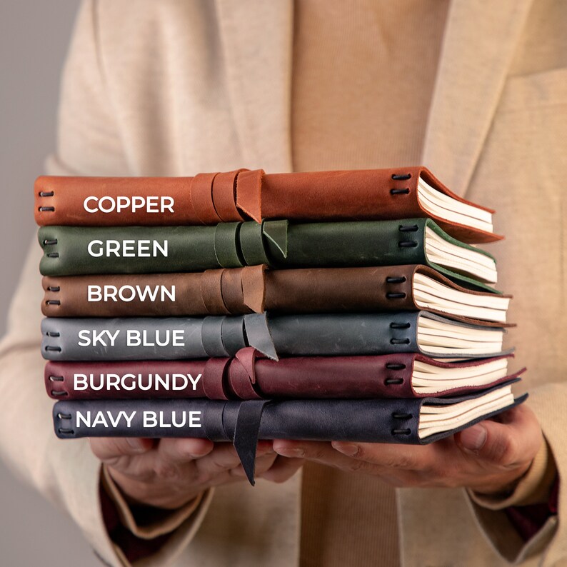 Burgundy Leather Journal With Monogram, Burgundy Blank Leather Notebook