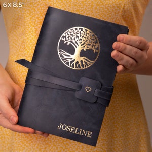 Tree of life leather journal, tree of life leather notebook, blank paper notebook, A5 leather cover notebook, refillable leather diary